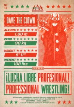 2019 Panini AAA Lucha Libre Worldwide #12 Dave the Clown Back