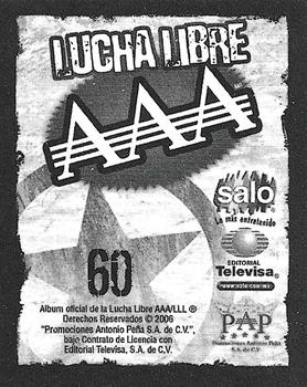 2006 Lucha Libre AAA Triplemente Espectacular Stickers #60 Scoria Back