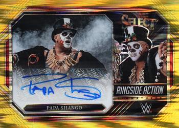 2023 Panini Select WWE - Ringside Action Signatures Gold Flash Prizms #RA-PSH Papa Shango Front