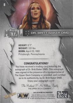 2022 SkyBox Metal Universe AEW - Silver Autographs #8 Dr. Britt Baker Back