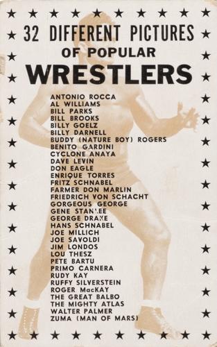 1950 Exhibit Wrestling #NNO Checklist Front