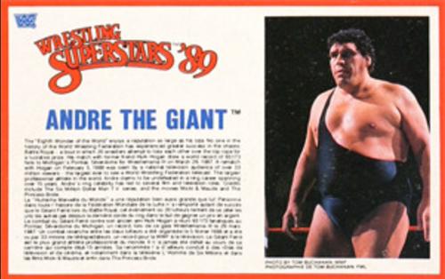 1989 Grand Toys Wrestling Superstars '89 Action Figure Cards (Canada) #NNO Andre the Giant Front