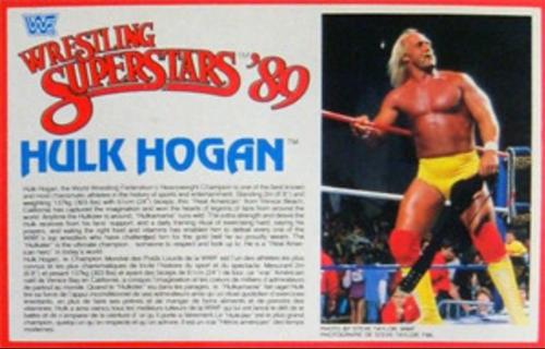 1989 Grand Toys Wrestling Superstars '89 Action Figure Cards (Canada) #NNO Hulk Hogan Front