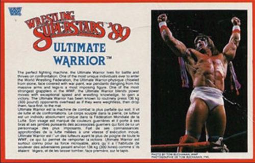 1989 Grand Toys Wrestling Superstars '89 Action Figure Cards (Canada) #NNO Ultimate Warrior Front