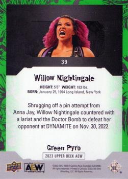 2023 Upper Deck AEW - Green Pyro #39 Willow Nightingale Back