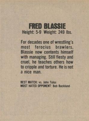 1981 Wrestling Super Stars #NNO Fred Blassie Back