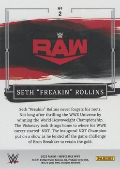 2023 Panini Impeccable WWE #2 Seth “Freakin” Rollins Back