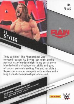 2023 Donruss Elite WWE - Pen Pals #PL-AJS AJ Styles Back
