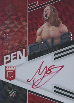 2023 Donruss Elite WWE - Pen Pals Red #PL-AJS AJ Styles Front