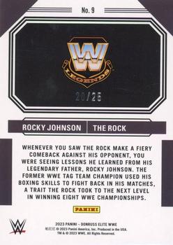 2023 Donruss Elite WWE - Family Lineage Teal #9 The Rock / Rocky Johnson Back