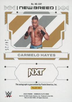 2023 Donruss Elite WWE - New Breed Autographs Blue #NB-CHY Carmelo Hayes Back