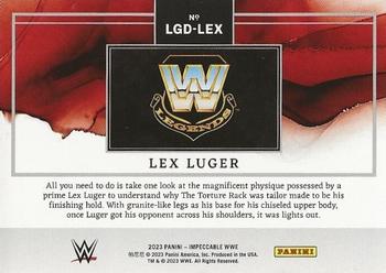 2023 Panini Impeccable WWE - WWE Legends Logo Gold #LGD-LEX Lex Luger Back
