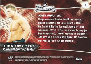 2011 Topps WWE Champions #2 Show-Miz Defeats John Morrison/R-Truth Back