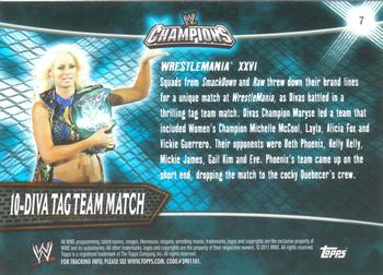 2011 Topps WWE Champions #7 10-Diva Tag Team Match Back