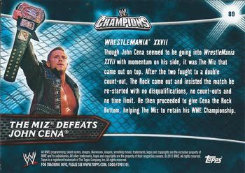 2011 Topps WWE Champions #89 The Miz Defeats John Cena Back