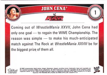 2011 Topps WWE #1 John Cena Back