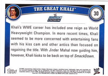 2011 Topps WWE #30 The Great Khali Back