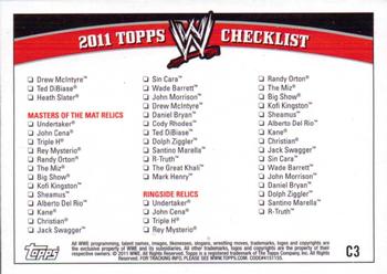 2011 Topps WWE #C3 Checklist 3 Back