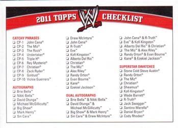 2011 Topps WWE #C3 Checklist 3 Front