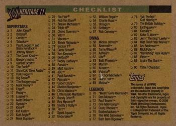 2006 Topps Heritage II WWE #90 Checklist Back