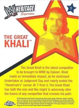 2007 Topps Chrome Heritage II WWE #7 The Great Khali Back