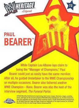 2007 Topps Chrome Heritage II WWE #72 Paul Bearer Back