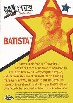 2007 Topps Chrome Heritage II WWE #2 Batista Back