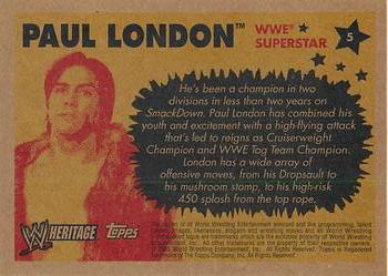 2005 Topps Heritage WWE #5 Paul London Back