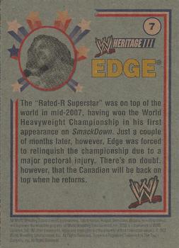 2007 Topps Heritage III WWE #7 Edge  Back
