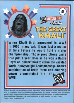 2008 Topps Chrome Heritage III WWE #5 The Great Khali  Back