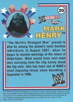 2008 Topps Chrome Heritage III WWE #20 Mark Henry  Back