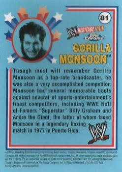 2008 Topps Chrome Heritage III WWE #81 Gorilla Monsoon  Back