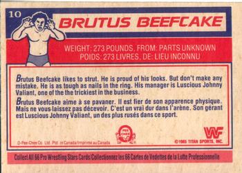 1985 O-Pee-Chee WWF Pro Wrestling Stars #10 Brutus the Barber Beefcake Back