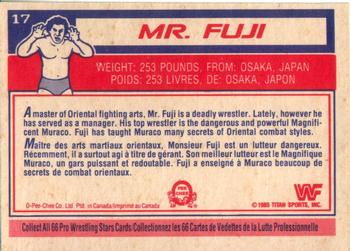 1985 O-Pee-Chee WWF Pro Wrestling Stars #17 Mr. Fuji Back