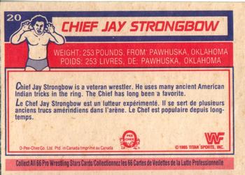 1985 O-Pee-Chee WWF Pro Wrestling Stars #20 Chief Jay Strongbow Back