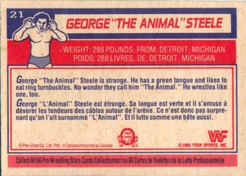 1985 O-Pee-Chee WWF Pro Wrestling Stars #21 George The Animal Steele Back