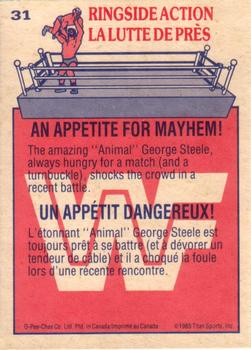 1985 O-Pee-Chee WWF Pro Wrestling Stars #31 An Appetite For Mayhem! Back