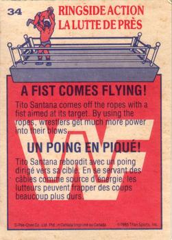 1985 O-Pee-Chee WWF Pro Wrestling Stars #34 A Fist Comes Flying! Back
