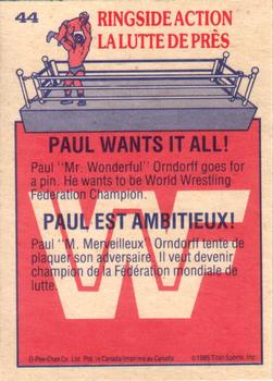 1985 O-Pee-Chee WWF Pro Wrestling Stars #44 Paul Wants It All! Back