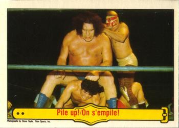 1985 O-Pee-Chee WWF Pro Wrestling Stars #50 Pile Up! Front
