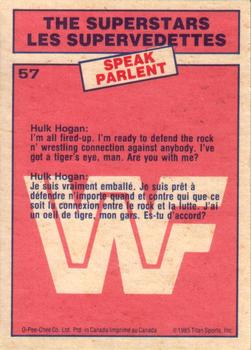 1985 O-Pee-Chee WWF Pro Wrestling Stars #57 Gene Okerlund / Hulk Hogan Back