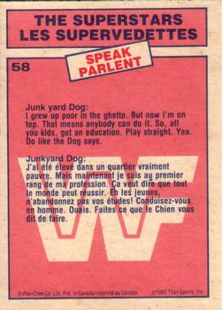 1985 O-Pee-Chee WWF Pro Wrestling Stars #58 Junkyard Dog Back