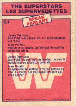 1985 O-Pee-Chee WWF Pro Wrestling Stars #61 Jesse Ventura / Ivan Putski Back
