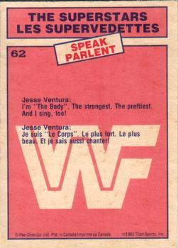 1985 O-Pee-Chee WWF Pro Wrestling Stars #62 Jesse The Body Ventura Back