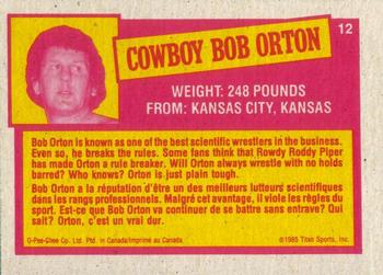 1985 O-Pee-Chee WWF Pro Wrestling Stars Series 2 #12 Cowboy Bob Orton Back
