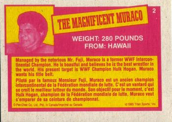1985 O-Pee-Chee WWF Pro Wrestling Stars Series 2 #2 The Magnificent Muraco Back