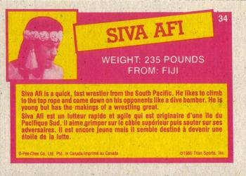 1985 O-Pee-Chee WWF Pro Wrestling Stars Series 2 #34 Siva Afi Back