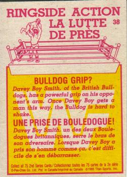 1985 O-Pee-Chee WWF Pro Wrestling Stars Series 2 #38 Bulldog Grip! Back