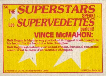 1985 O-Pee-Chee WWF Pro Wrestling Stars Series 2 #56 Hulk Hogan / Vince McMahon Back
