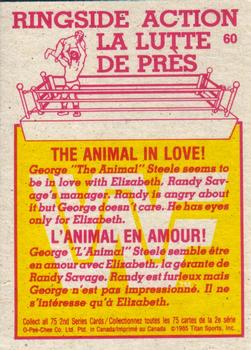 1985 O-Pee-Chee WWF Pro Wrestling Stars Series 2 #60 The Animal in Love! Back